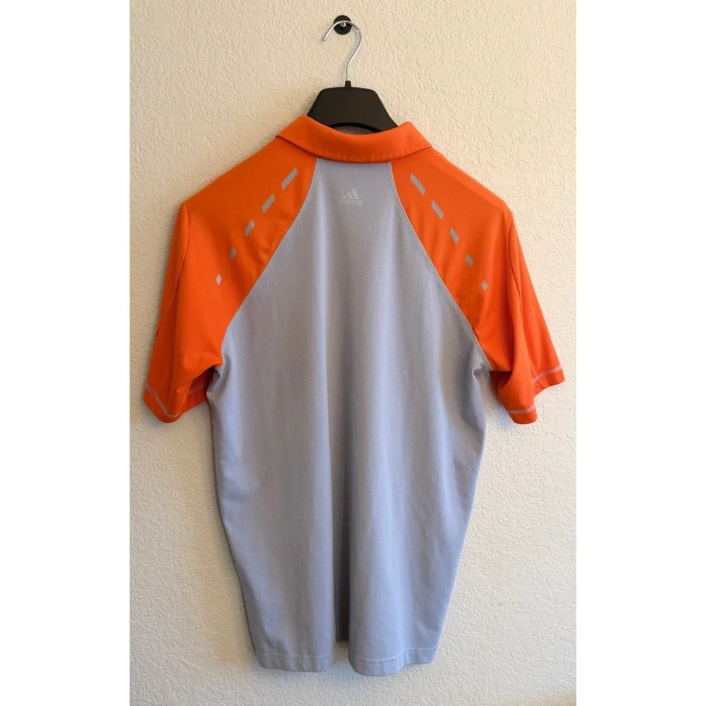 Adidas Golf Adizero Polo Shirt Mens Large Orange Grey Mesh Back Performance Tee